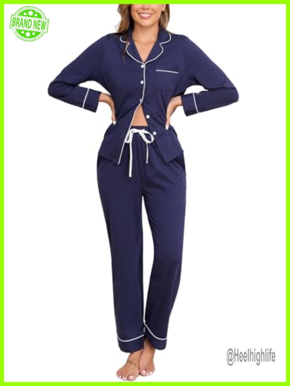 100% Cotton Pajama Set Long Sleeve Button Down Sleepwear Lounge PJs